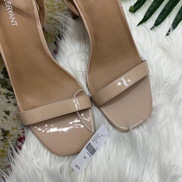NEW $90 Lane Bryant Neutral Nude Beige Tan Ankle Strap Square Toe Heel 12W WIDE - Picture 2 of 5